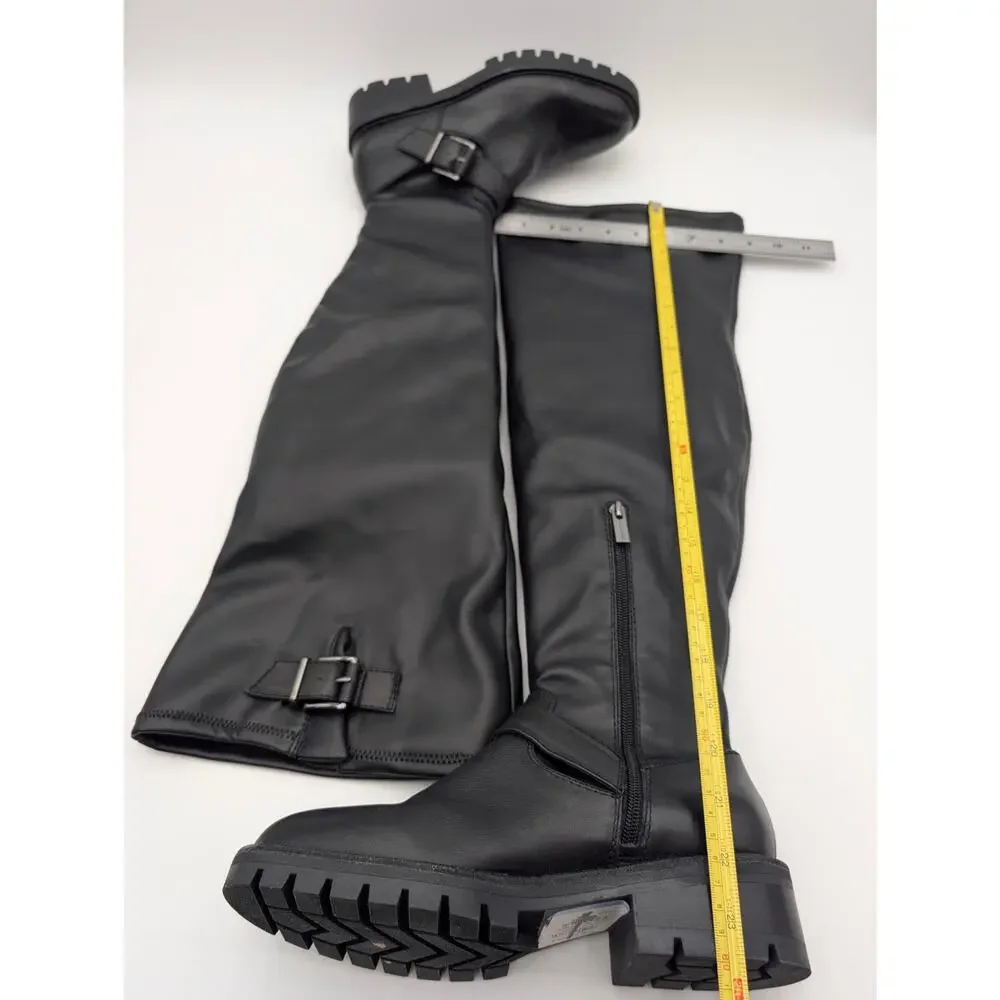 Vince Camuto Abrila Faux Leather Tall Over the Knee Boots Black Size US8M EU39